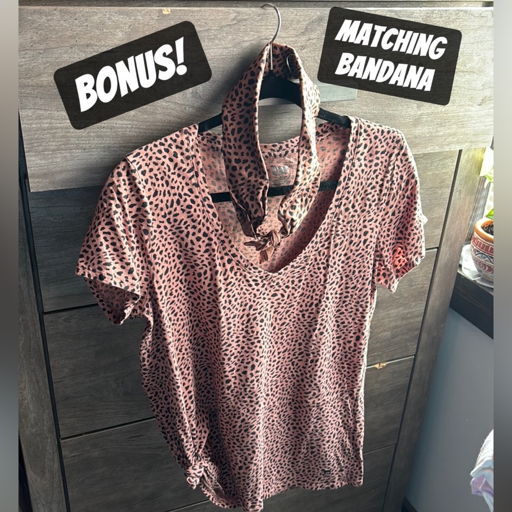 Victoria Secret PINK cheetah print shirt with bonus bandana